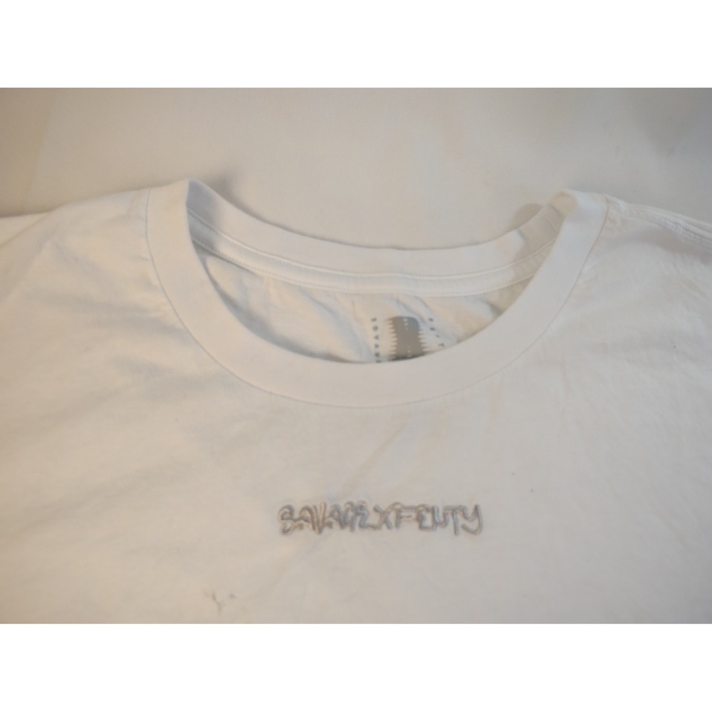 Savage X Fenty Mens Sm S White Embroidered Logo Short Sleeve T-Shirt Crew Neck